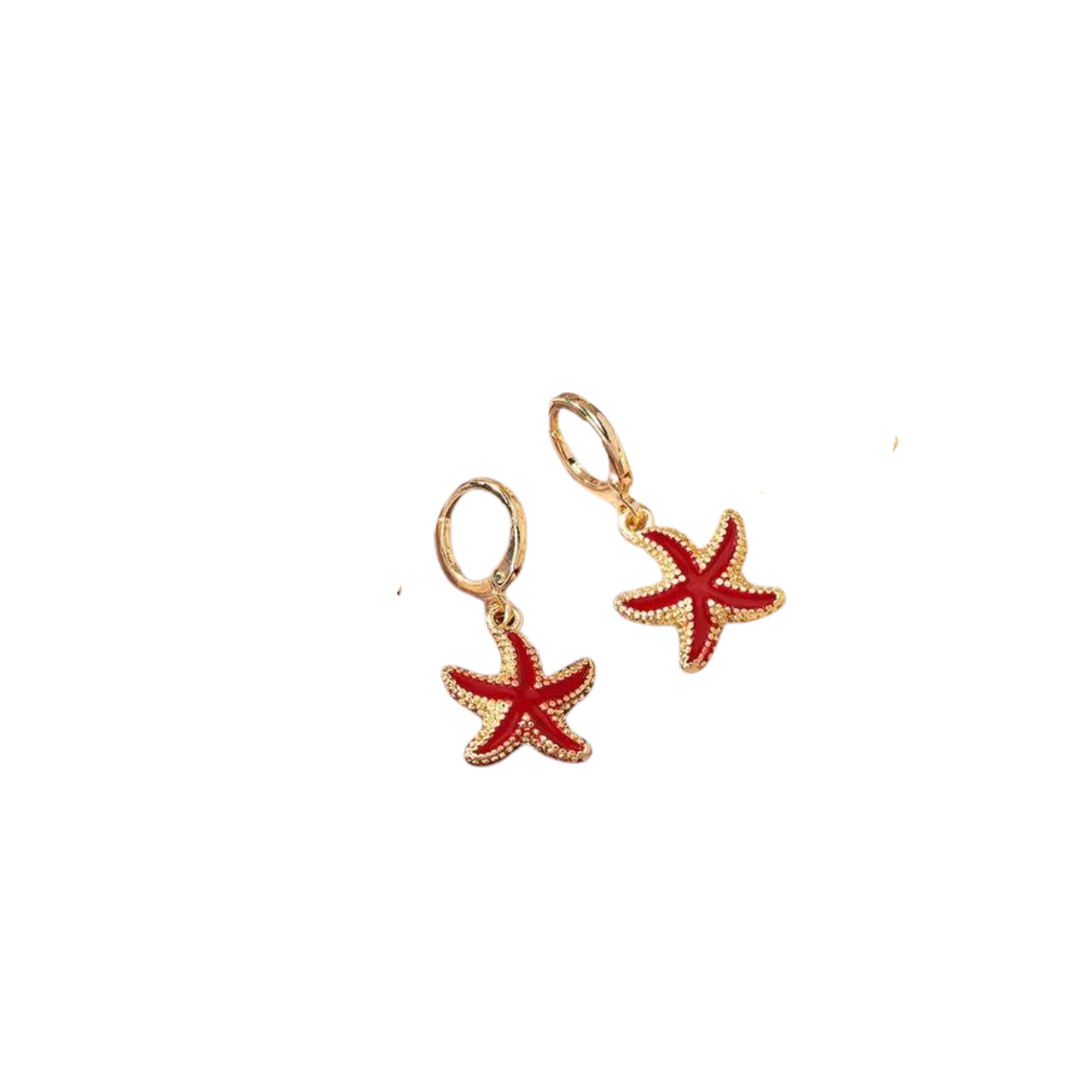 Starfish Huggie Earrings - Red