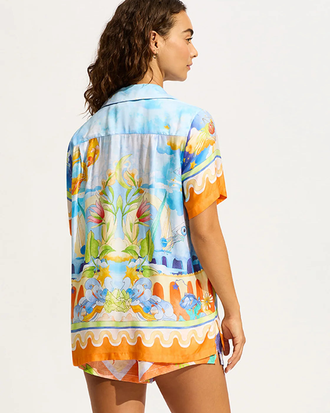 Seafolly Aquarius Short Sleeve Shirt - Turquoise