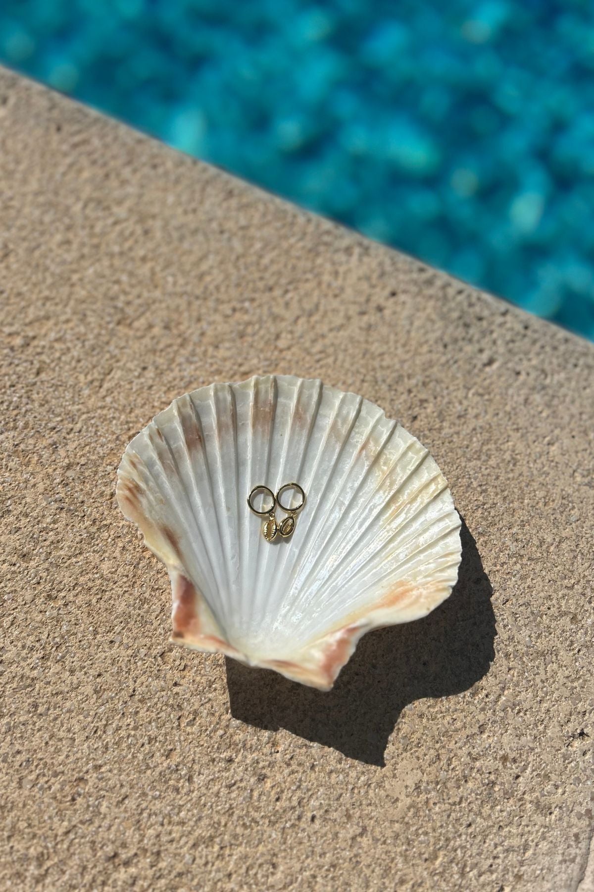 Cowrie Shell Huggie Earrings - Gold