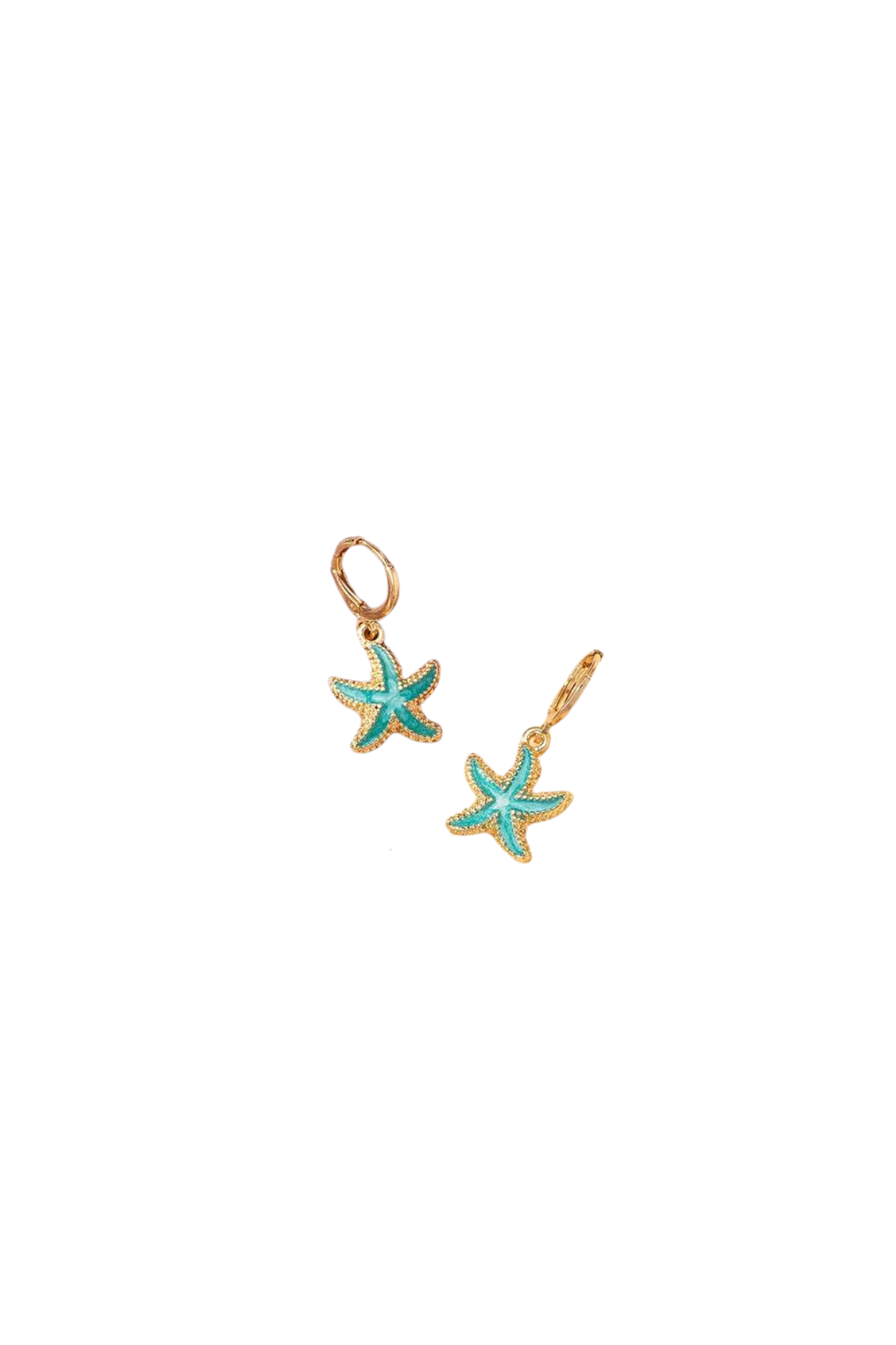 Starfish Huggie Earrings - Aqua
