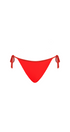 Red bikini bottom with tie sides on a white background