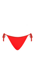 Red bikini bottom with tie sides on a white background