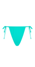 Turquoise bikini bottom with string ties on a white background