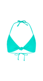 Turquoise bikini top on a white background